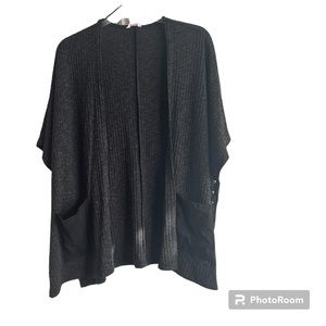 NWT Candies open front cardigan ribbed poncho w/ suede pkts